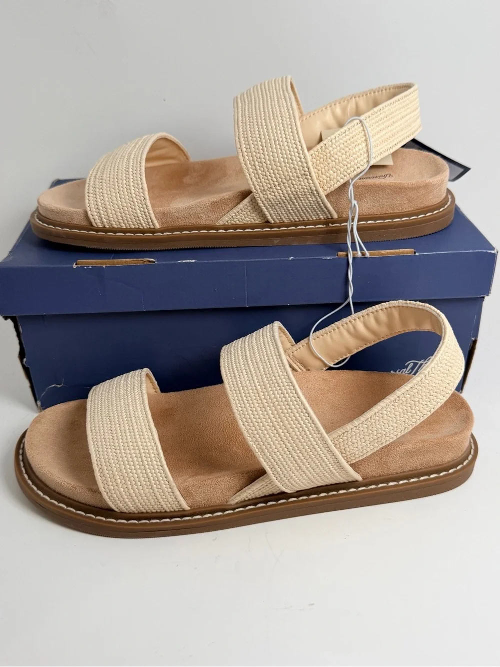 Universal Thread Neutral Cream Woven Double-Strap Slingback Sandals